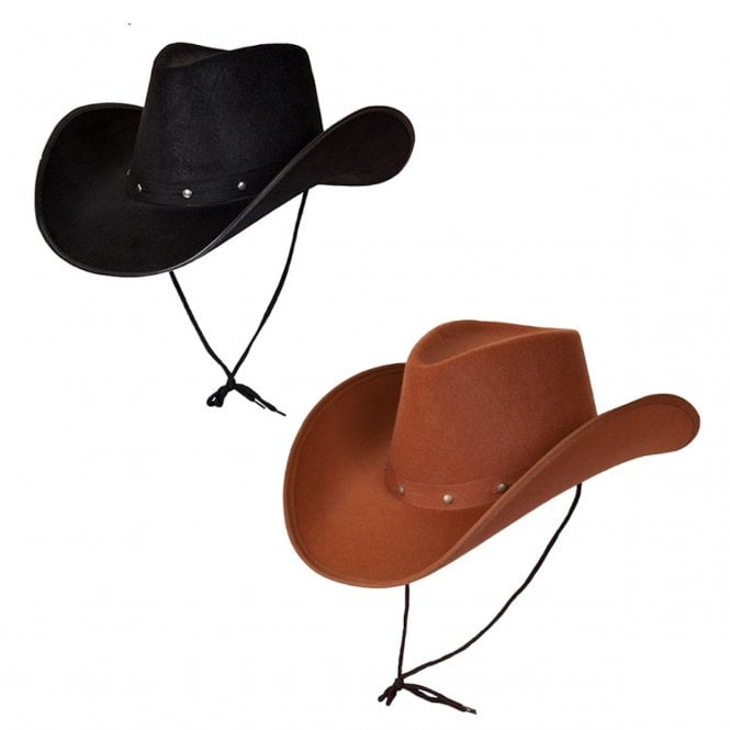 1 BLACK Texan Cowboy Hat + 1 BROWN Texan Cowboy Hat