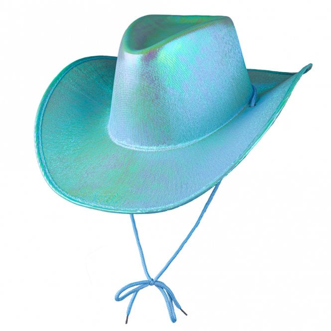 1 x AQUA IRIDESCENT Texan Cowgirl Hat 