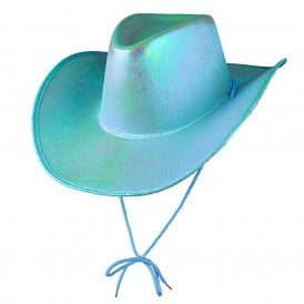 1 x AQUA IRIDESCENT Texan Cowgirl Hat 