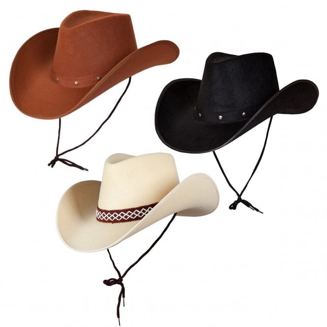 1 x BLACK + 1 x BROWN + 1 x CLASSIC SAND - Texan Cowboy Hats