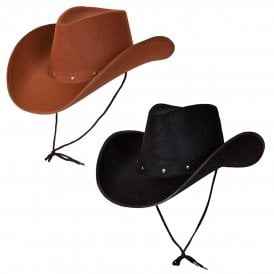 1 Texan Cowboy Black Hat + 1 Texan Cowboy Brown Hat