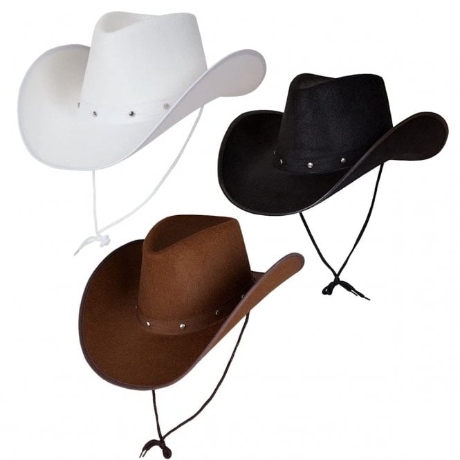 1 x BLACK + 1 x WHITE + 1 x DARK BROWN Texan Cowboy Hat
