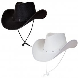 1 X Texan Cowboy Black Hat + 1 x Texan Cowboy White Hat - Adult Accessory Set 