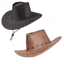 1 x Black Suede Cowboy Hat + 1 x Light Brown Suede Cowboy Hat