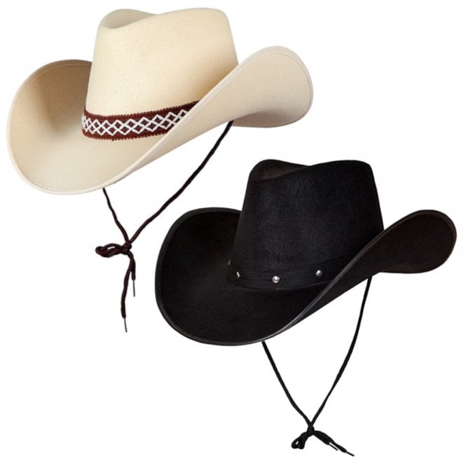 1 X BLACK Texan Cowboy Hat + 1 x CLASSIC SAND Texan Cowboy Hat 