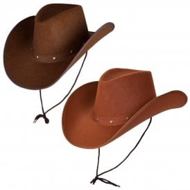 1 X DARK BROWN Texan Cowboy Hat + 1 x BROWN Texan Cowboy Hat