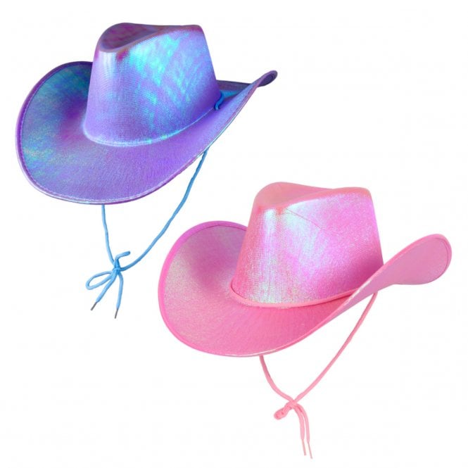 1 x LAVENDER IRIDESCENT + 1 PINK IRIDESCENT Texan Cowgirl Hats