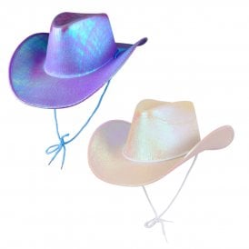 1 x LAVENDER IRIDESCENT + 1 WHITE IRIDESCENT Texan Cowgirl Hats