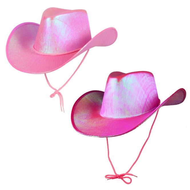 1 x PINK IRIDESCENT + 1 HOT PINK IRIDESCENT Texan Cowgirl Hats