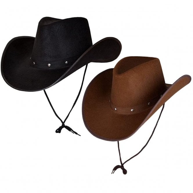 1 X Texan Cowboy Black Hat + 1 x Texan Cowboy DARK BROWN Hat 