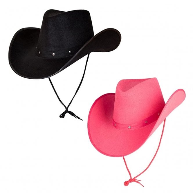 1 X BLACK Texan Cowboy Hat + 1 x PINK Texan Cowboy Hat 