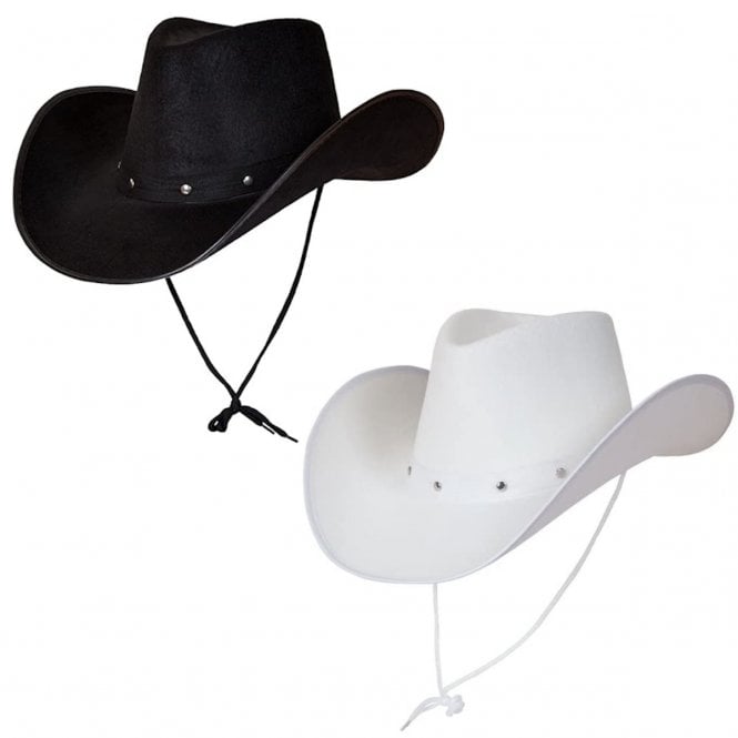 1 X BLACK + 1 x WHITE Texan Cowboy Hat 