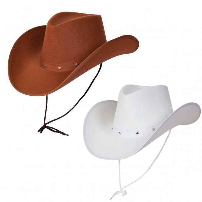 1 X Texan Cowboy Brown Hat + 1 x Texan Cowboy White Hat