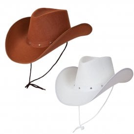 1 X Texan Cowboy Brown Hat + 1 x Texan Cowboy White Hat 