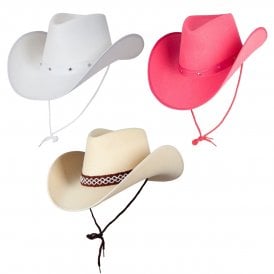 1 x WHITE + 1 x PINK + 1 x CLASSIC SAND Texan Cowboy Hats