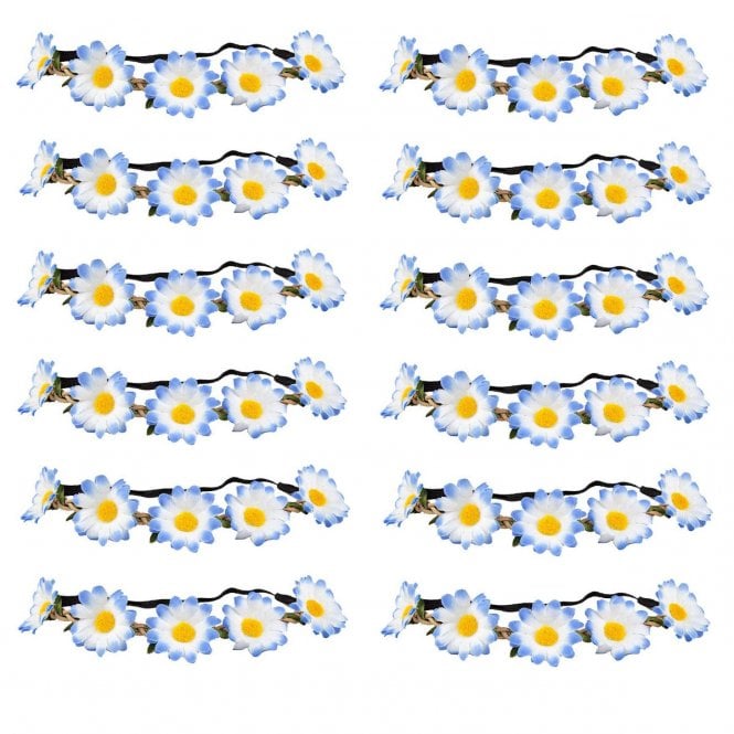 12 x Blue Daisy Headbands