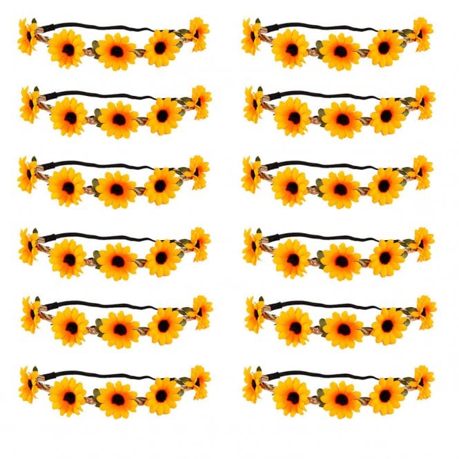 12 x Orange Daisy Headbands