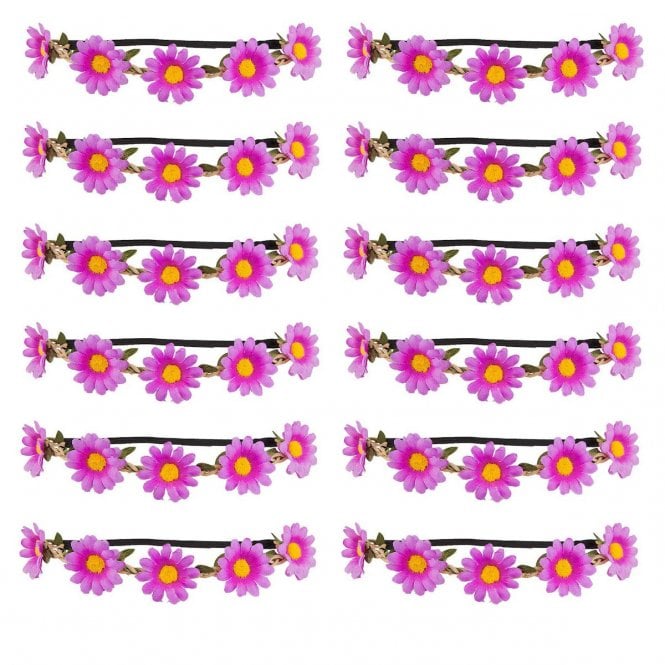 12 x Purple Daisy Headbands
