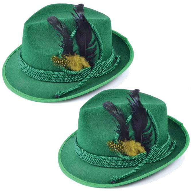 2 x Adult Oktoberfest Green Hats 