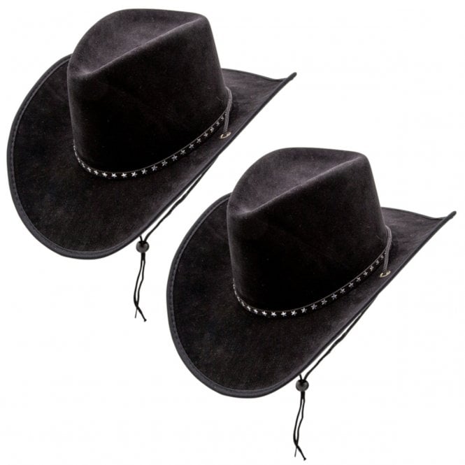 2 x BLACK Texan Cowboy - Suede / Stars