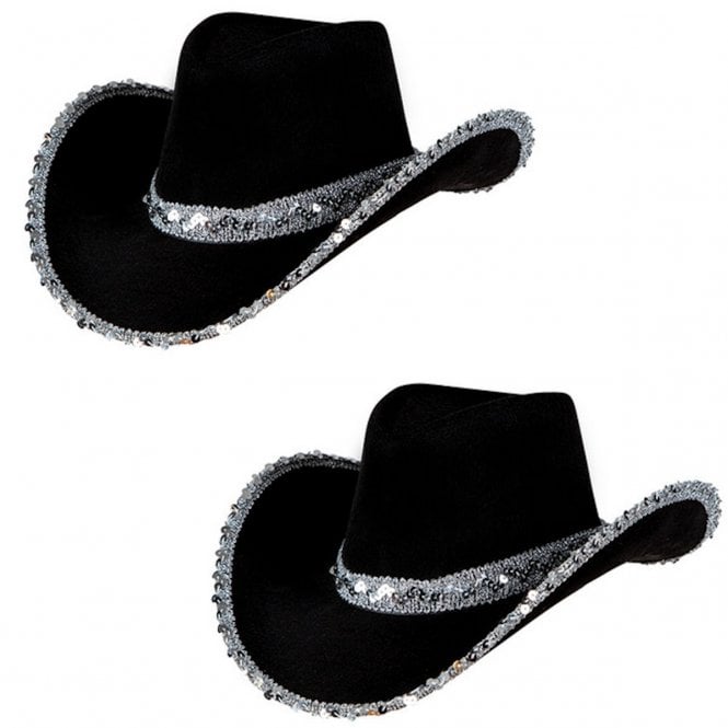 2 x BLACK with Sequins - Texan Cowgirl Hats