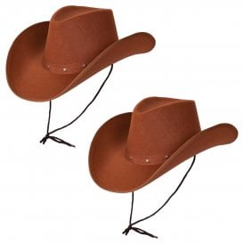 2 Texan Cowboy Brown Hats