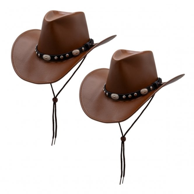2 x BROWN Texan Cowboy - Deluxe Faux Leather