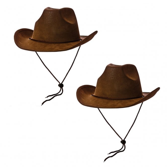 2 x Cowboy Hats - Super Deluxe Brown Suede