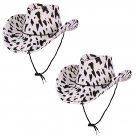 2 x Texan Cowboy Hat - Cowprint