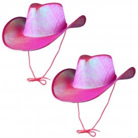 2 x NEW HOT PINK IRIDESCENT Texan Cowgirl Hat 
