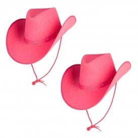 2 Texan Cowboy Pink Hats 