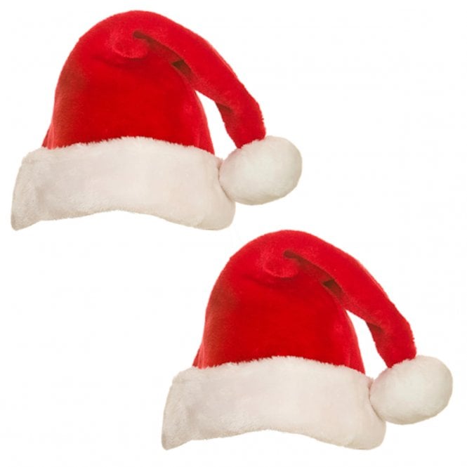 2 X Santa Hat (Super Deluxe Plush) - Adult Accessory