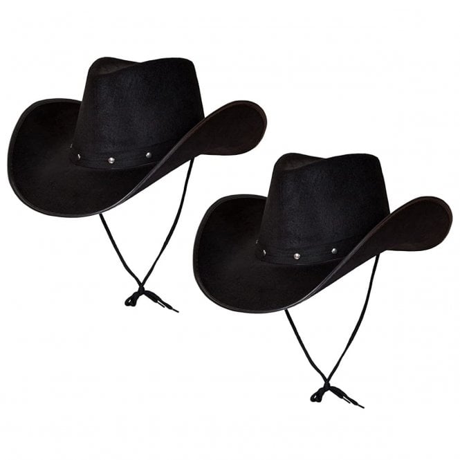 2 X BLACK - Texan Cowboy Hats 