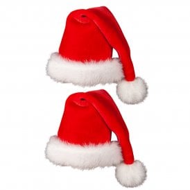 2 x Ultimate Plush Santa Hat 