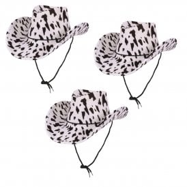 3 x Texan Cowboy Hat - Cowprint