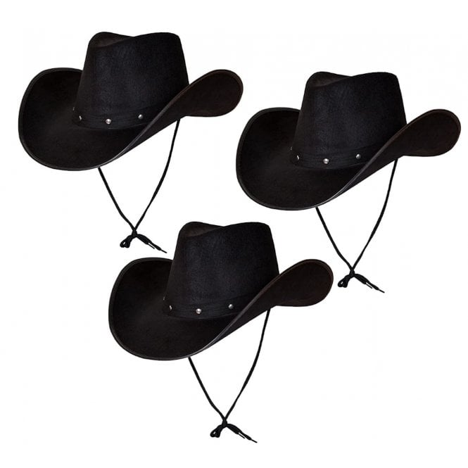 3 X BLACK Texan Cowboy Hats