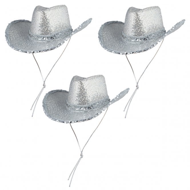 3 X SILVER with Sequins - Texan Cowgirl Hats