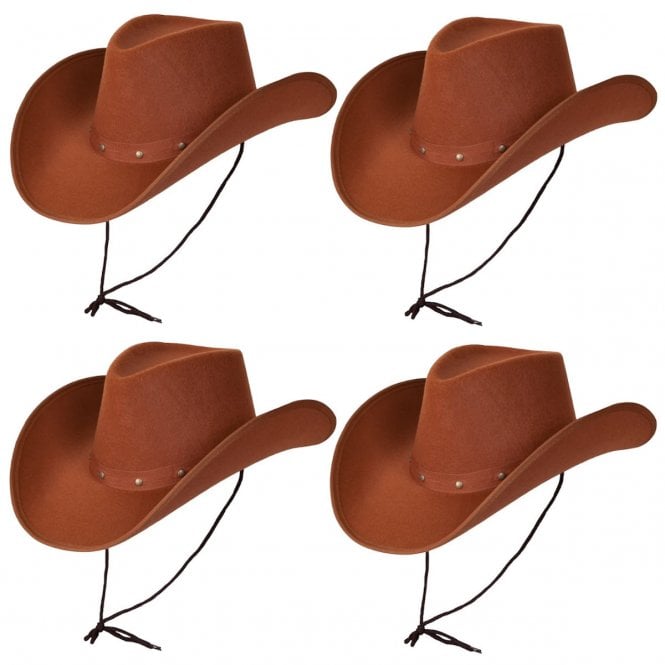 4 X BROWN Texan Cowboy Hats 
