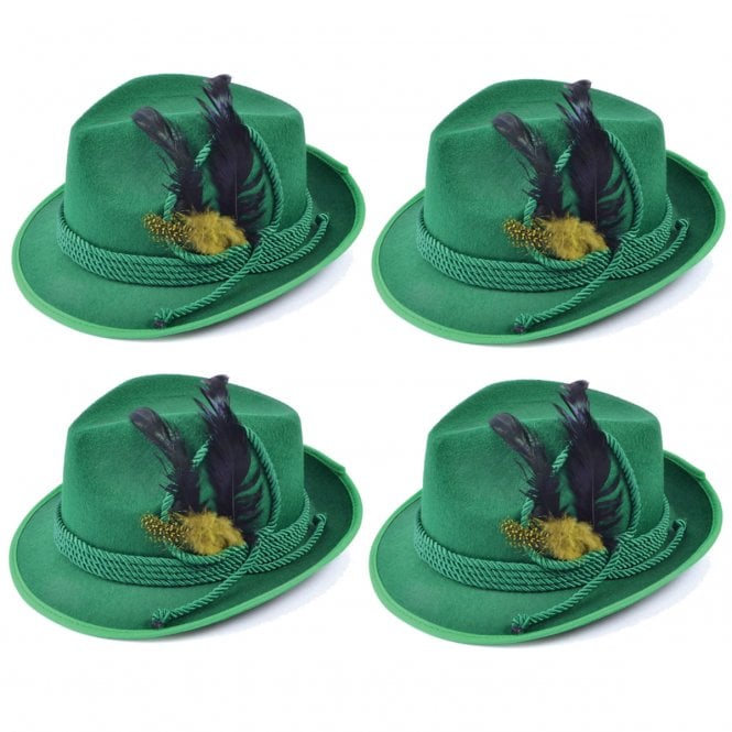 4 x Adult Oktoberfest Green Hats 