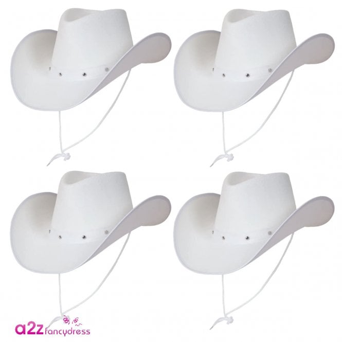 4 x Adult Texan Cowboy White Hats **IMPERFECTS**
