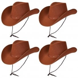 4 Texan Cowboy Brown Hats