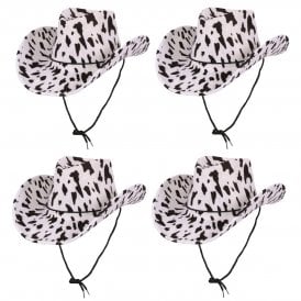 4 x Texan Cowboy Hat - Cowprint