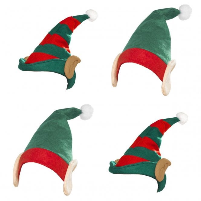 4 X Elf Hats With Ears (2 Styles) - Adult Accessory Set