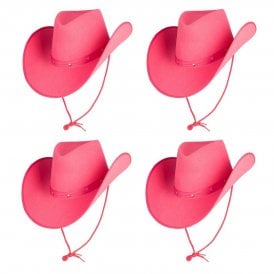 4 Texan Cowboy Pink Hats 