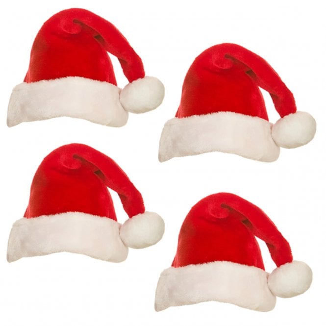 4 X Santa Hat (Super Deluxe Plush) - Adult Accessory