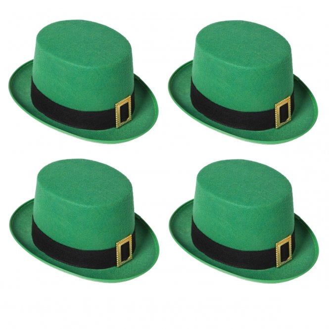 4 x St Patricks/Leprechaun Top Hat - Adult Accessory Set