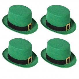 4 x St Patricks/Leprechaun Top Hat - Adult Accessory Set