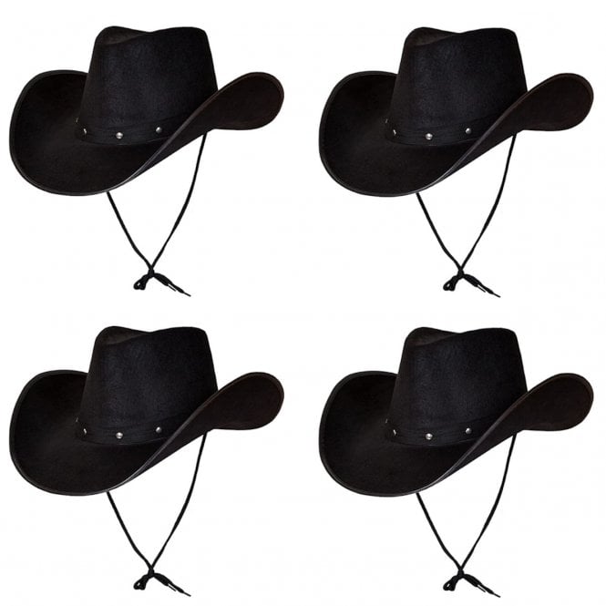 4 X BLACK - Texan Cowboy Hats 