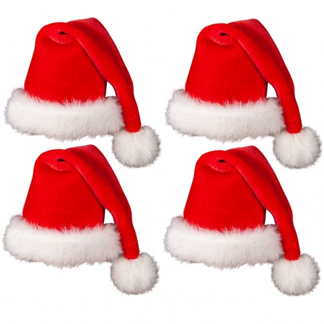 4 x Ultimate Plush Santa Hat