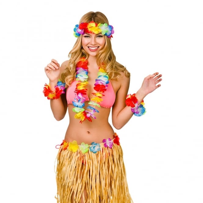 5 x Aloha Hawaiian 4 Piece Lei Set - Adult Accessory